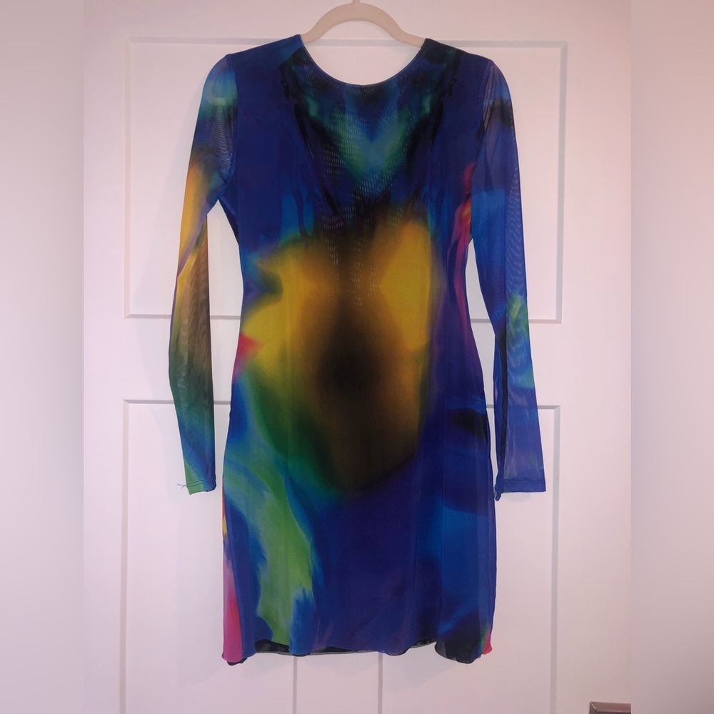 Zara Mesh Multicolored Mini Dress